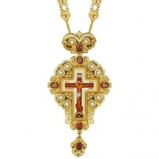 Крест латунный в позолоте со вставками и принтом 2.10.0149ЛП-2