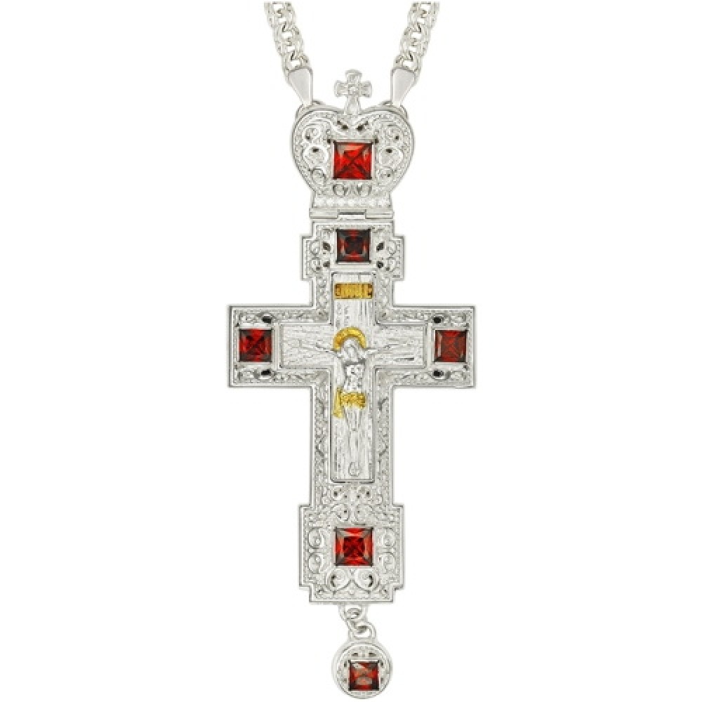 Крест латунный с принтом и цепью 2.10.0157Л1Л