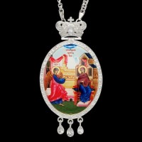 Панагия латунная с принтом, вставками и цепью аг-2.7.0312Л-21Л