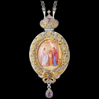 Панагия серебряная с финифтьевым образом и цепью аг-2.7.0505-152