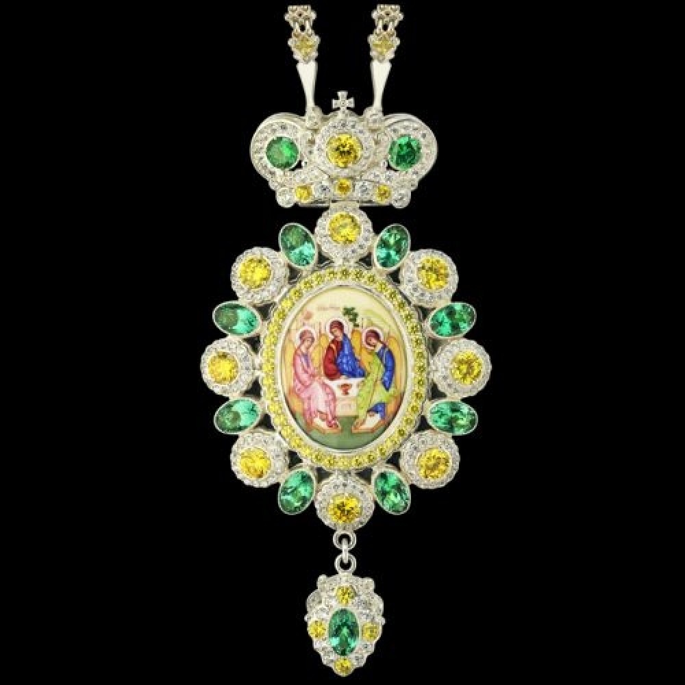 Панагия серебряная с финифтьевым образом и цепью аг-2.7.0558-152