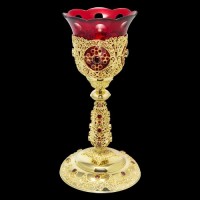 Лампада настольная латунная в позолоте со вставками аг-2.7.0660ЛП