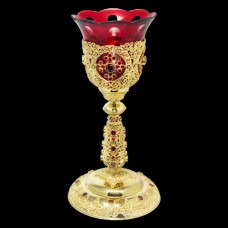 Лампада настольная латунная в позолоте со вставками аг-2.7.0660ЛП