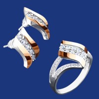 Срібний гарнітур з золотом бц-208