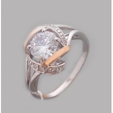 Серебряное кольцо с золотой накладкой бр-2113514