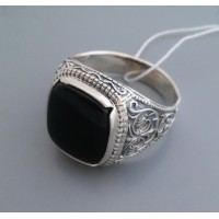 Серебряное кольцо мужское с черным камнем бр-2150052