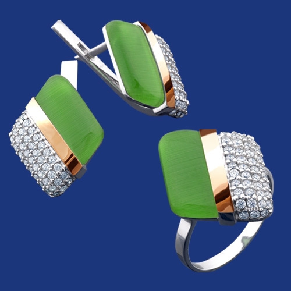 Серебряный гарнитур с золотом бц-237