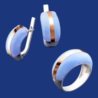 Серебряный гарнитур с золотом бц-250