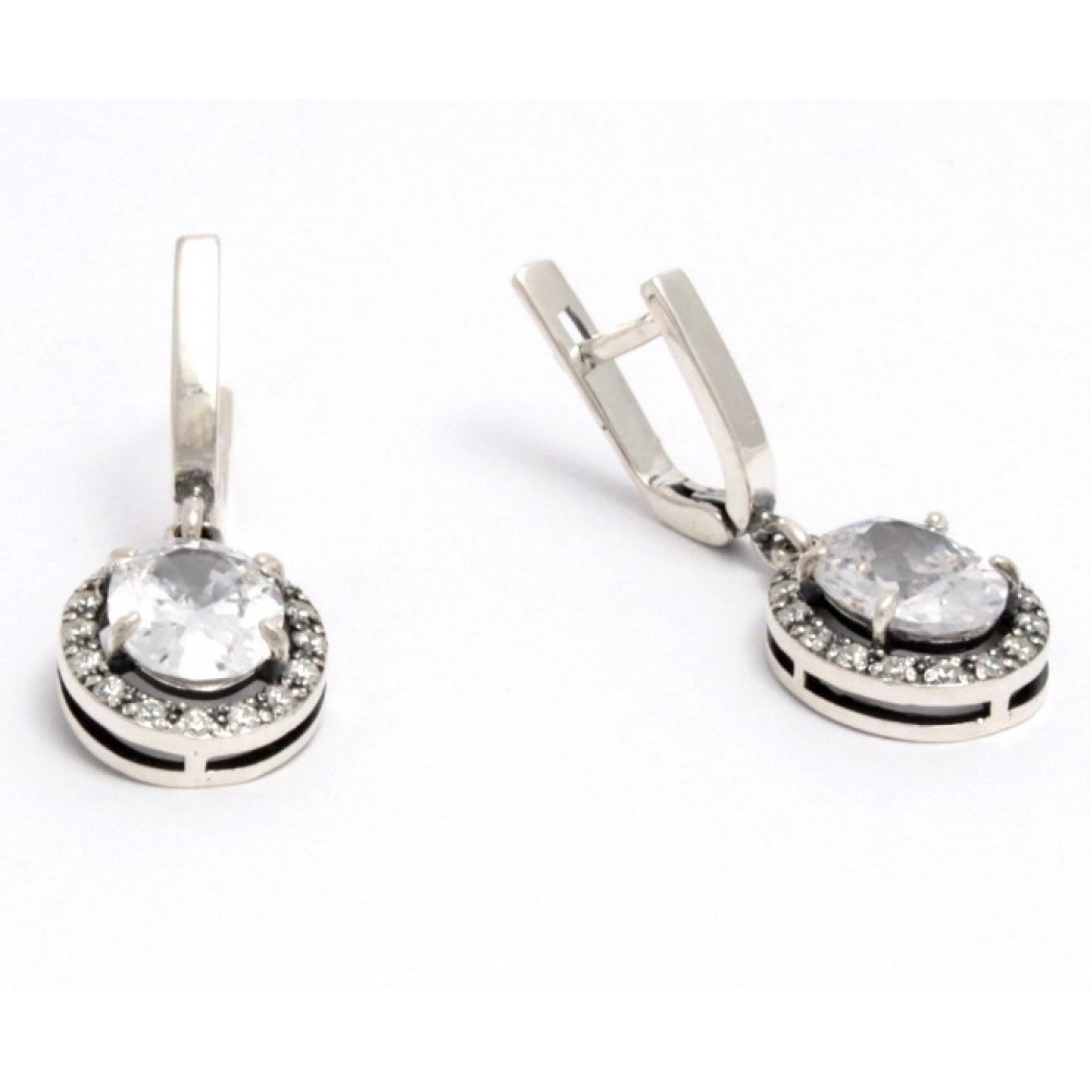 Серебряные серьги-подвески «Франция»  925 пробы