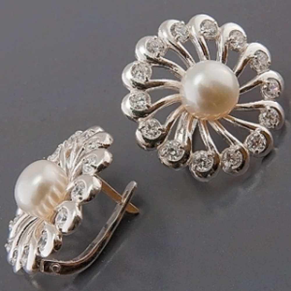 Серебряные серьги "Жемчужина" 162087