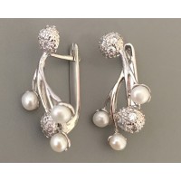 Серебряные серьги с жемчугом Каштан бр-1170051