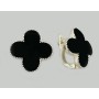 Срібні сережки с черной емаллю Клевер 2 БР-0037511