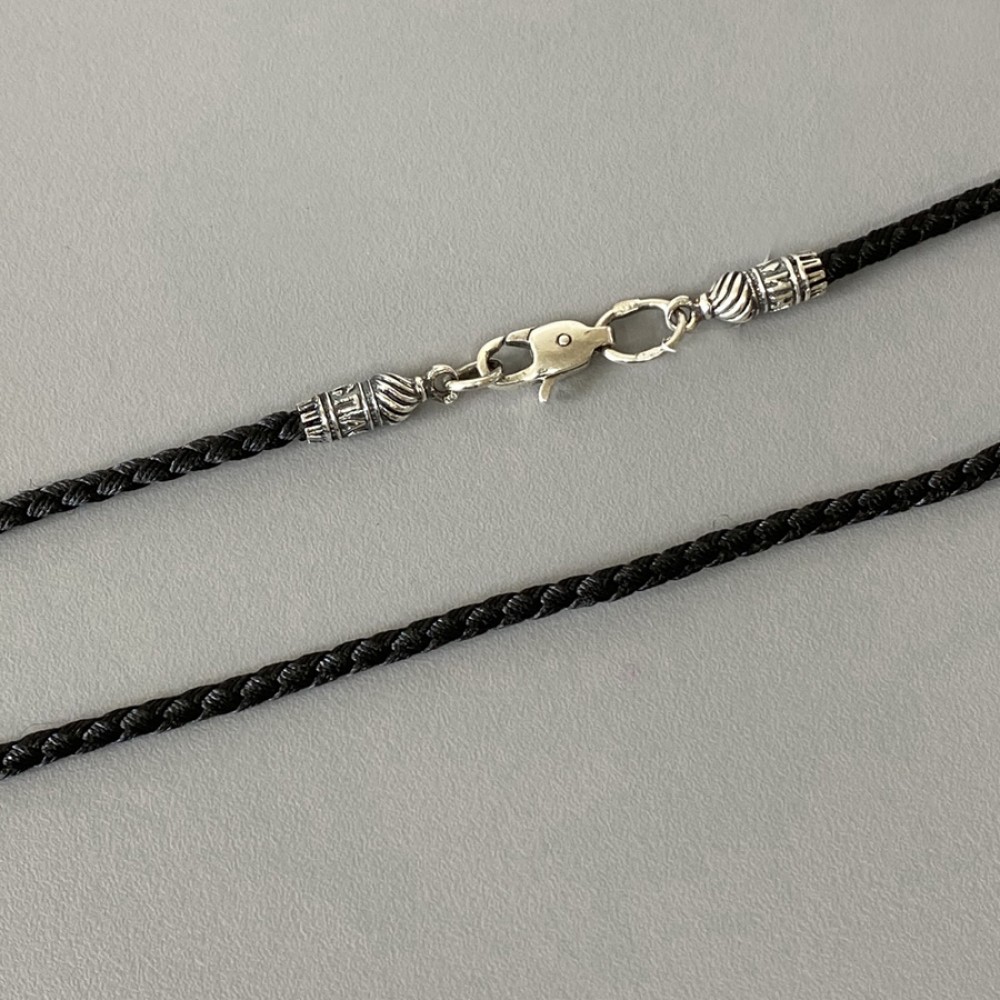 Шнурок ювелирный с серебряным замком Спаси и Сохрани БР-0035041