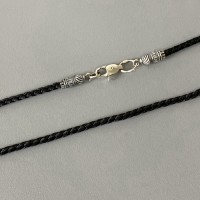 Шнурок ювелирный с серебряным замком Спаси и Сохрани БР-0035041