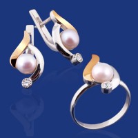 Срібний гарнітур з золотом бц-019