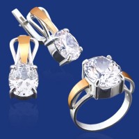 Срібний гарнітур з золотом бц-033