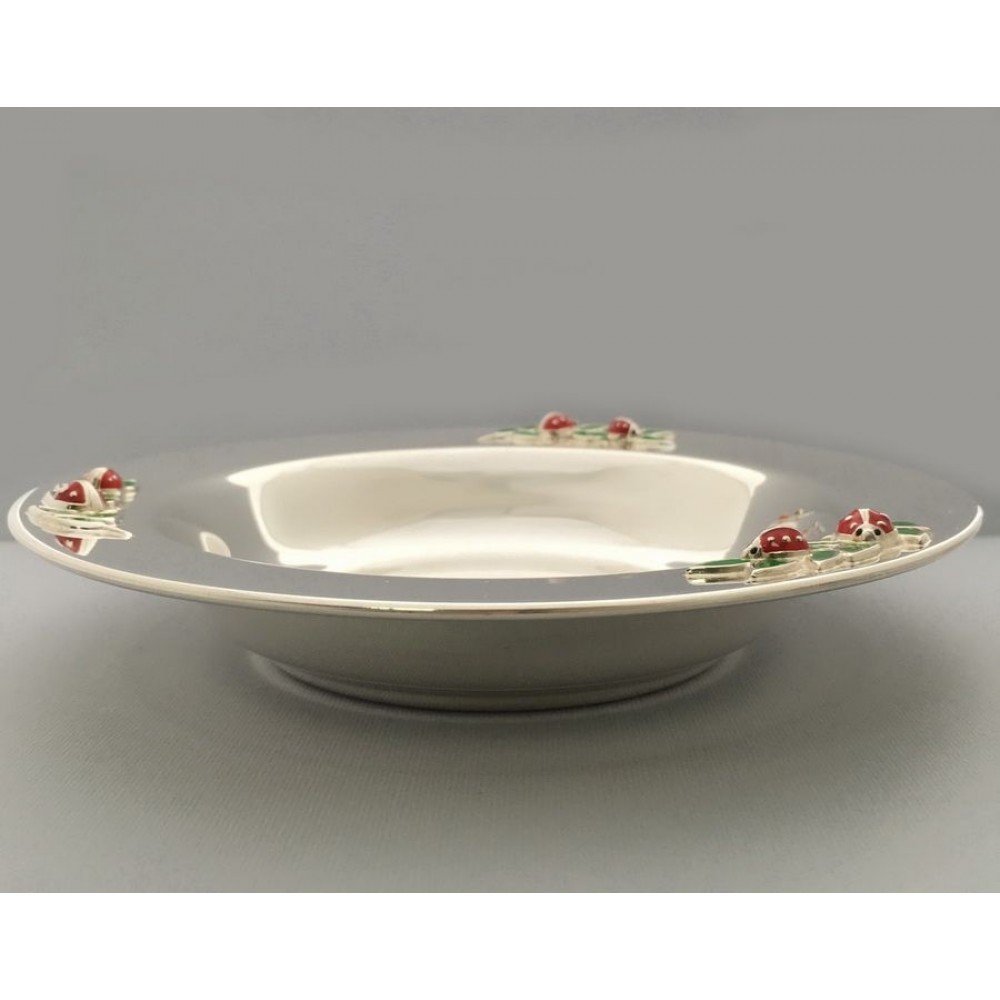 Серебряная тарелка "Божья коровка" хю-08000874