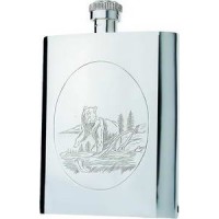 Срібна фляга з гравіюванням Ведмідь ХЮ-080148