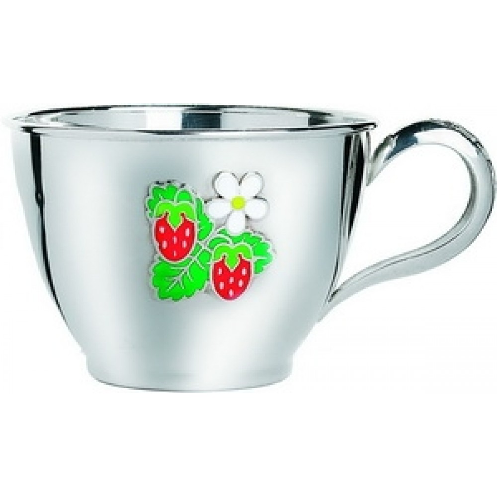 Серебряная чашка для ребенка Клубничка 250мл ХЮ-080498