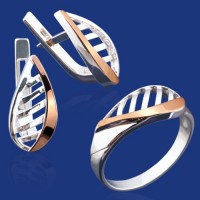 Серебряный гарнитур с золотом бц-106