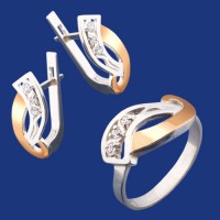 Срібний гарнітур з золотом бц-120