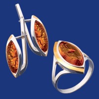 Срібний гарнітур з золотом бц-153