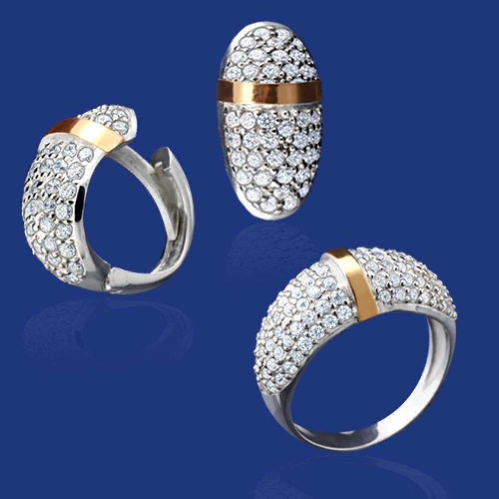 Срібний гарнітур з золотом бц-169