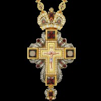 Крест наперсный серебряный с финифтьевым распятием 2.10.0118П-1