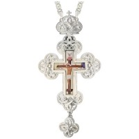 Крест латунный с принтом и цепью 2.10.0128Л-21Л