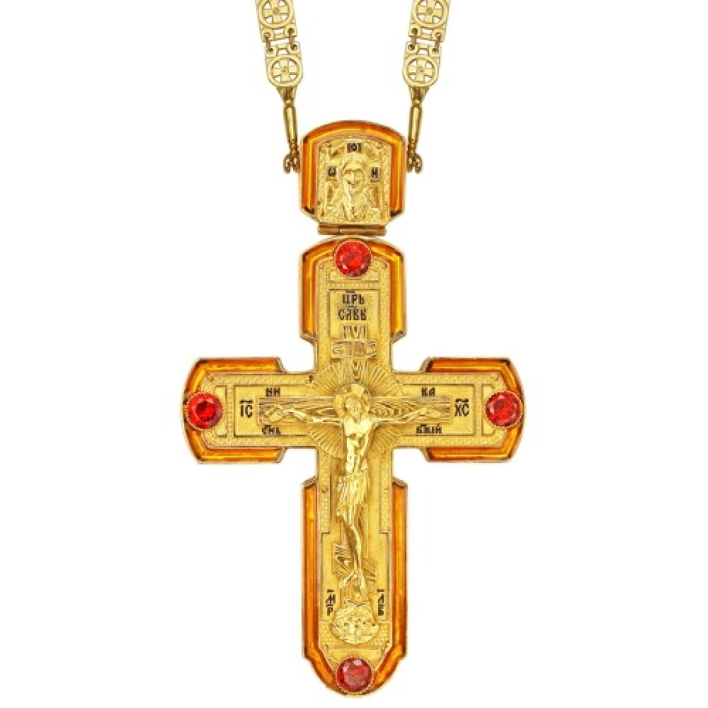 Крест латунный в позолоте с литьевым распятием 2.10.0171ЛП