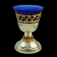 Лампада настольная латунная со вставками и фрагментальной позолотой аг-2.7.0342Л