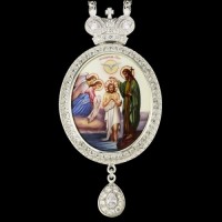 Панагия серебряная с финифтьевым образом и цепью аг-2.7.0478-11