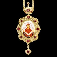 Панагия латунная в позолоте с принтом и вставками аг-2.7.0702ЛП-2