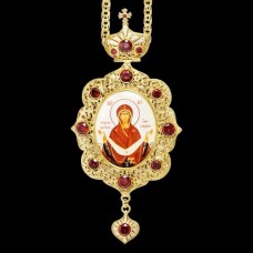 Панагия латунная в позолоте с принтом и вставками аг-2.7.0702ЛП-2