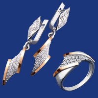 Срібний гарнітур з золотом бц-236