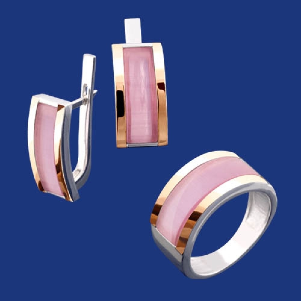 Срібний гарнітур з золотом бц-249