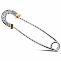 Серебряная булавка с золотой накладкой "Подкова" ЛЗ-72002