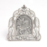 Серебряная икона "Георгий Победоносец" бр-00158