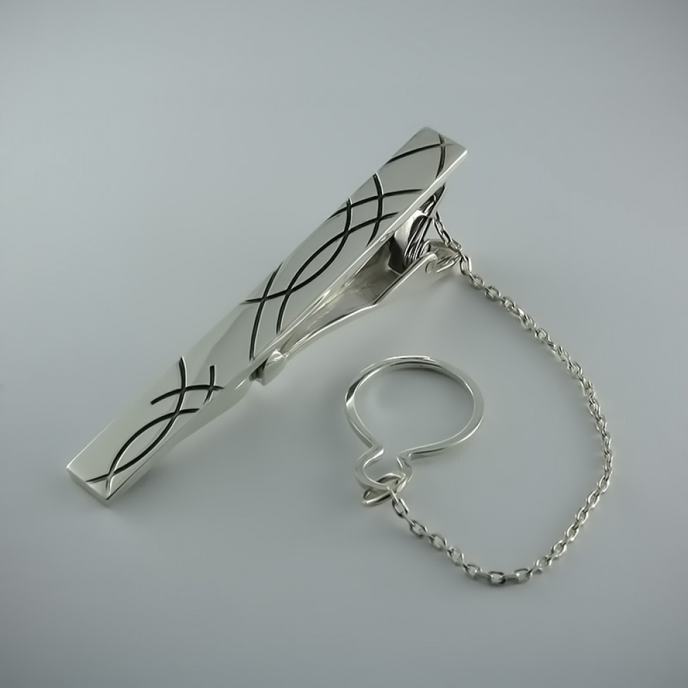 Срібний затискач для краватки ЮМ-8346