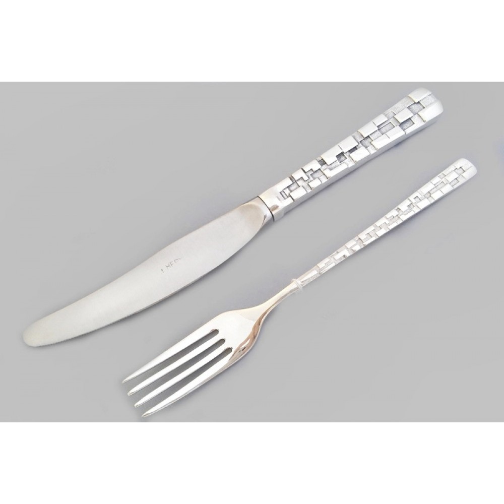 Набор серебряный десертный Шахматы (вилка+нож) бр-8449