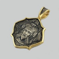 Срібна ладанка з позолотою Ісус Христос ЛЗ-34007