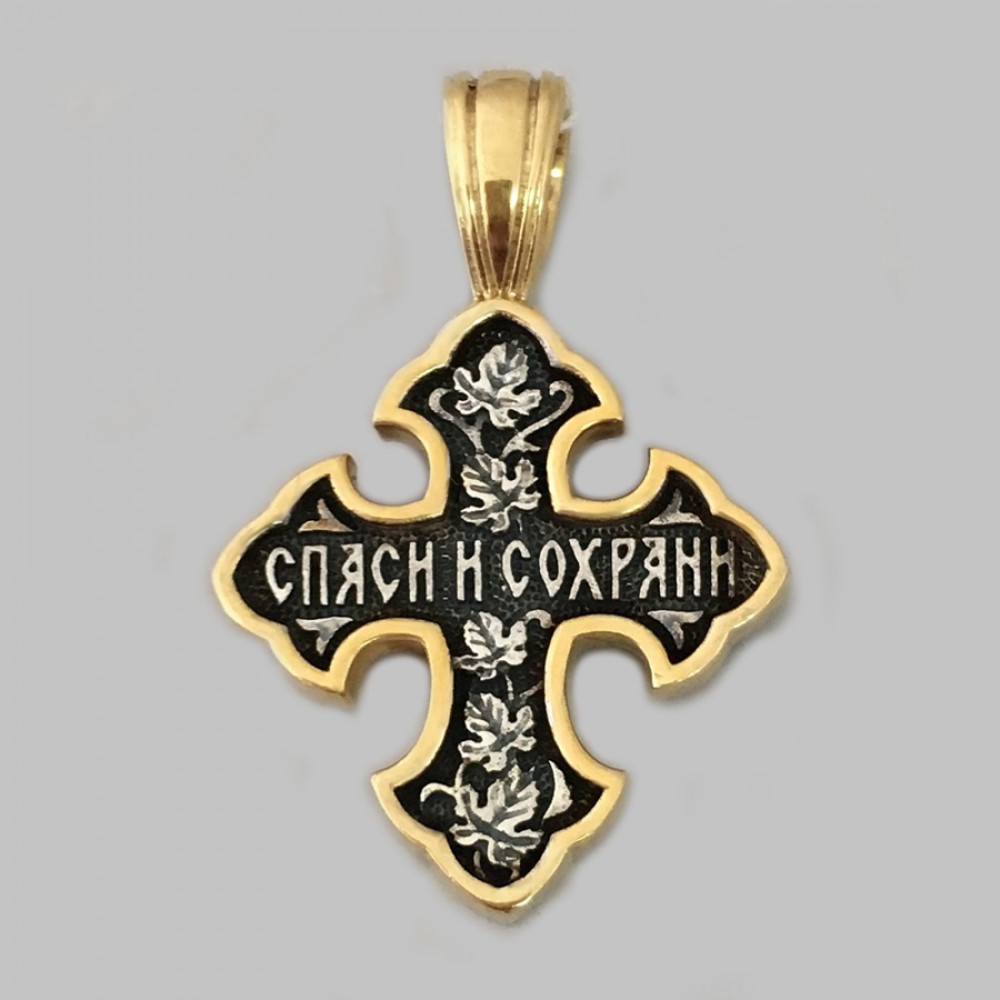 Срібний хрест із чорнінням і частковою позолотою ЛЗ-34042