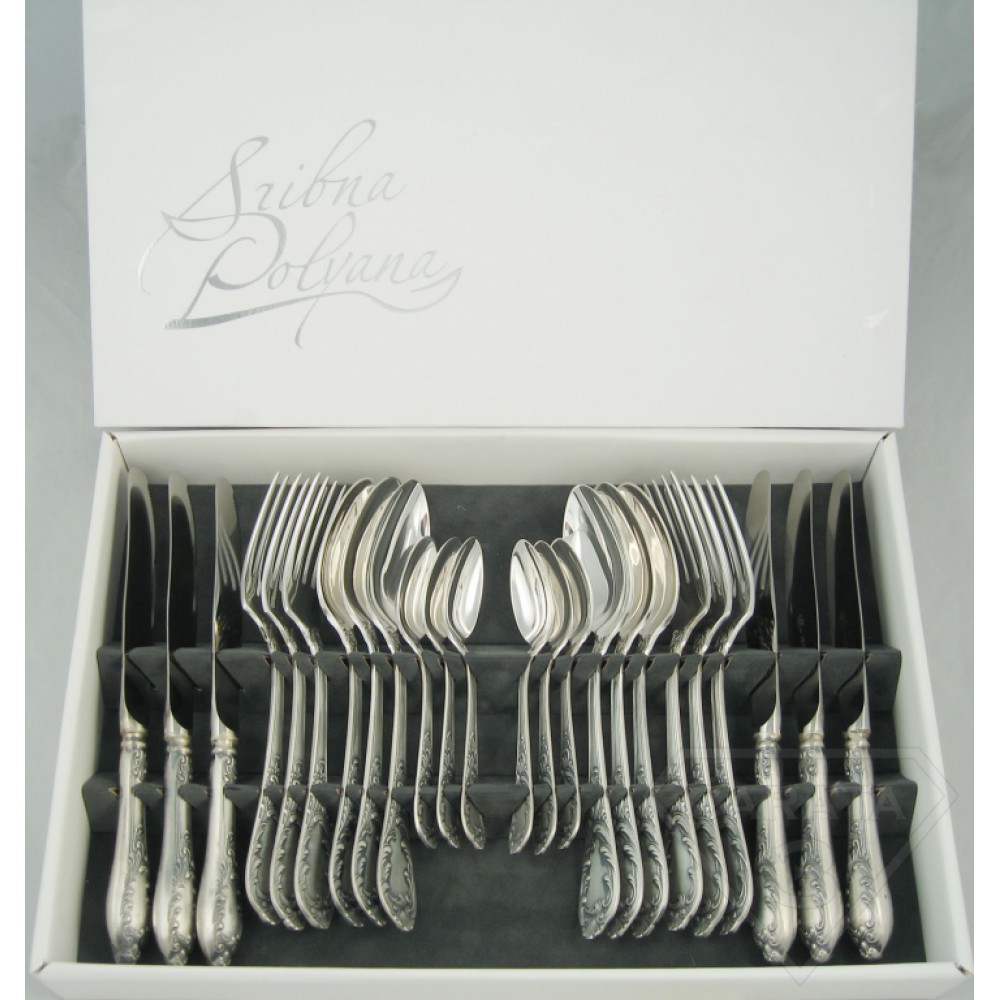 Набор мельхиоровых десертных приборов "Royal" посеребреный