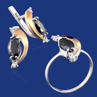 Серебряный гарнитур с золотом бц-043