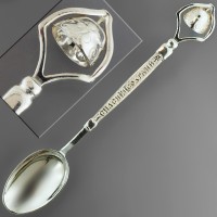 Серебряная ложка с колокольчиком Спаси и сохрани стл-06