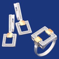 Срібний гарнітур з золотом бц-150