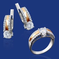 Серебряный гарнитур с золотом бц-167