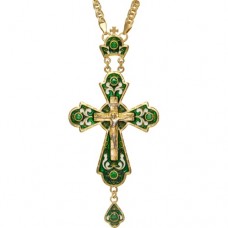 Крест латунный в позолоте со вставками и эмалью с цепью 2.10.0145ЛП1ЛП