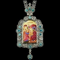 Панагия серебряная с финифтьевым образом и цепью аг-2.7.0508-141