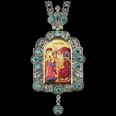 Панагия серебряная с финифтьевым образом и цепью аг-2.7.0508-141